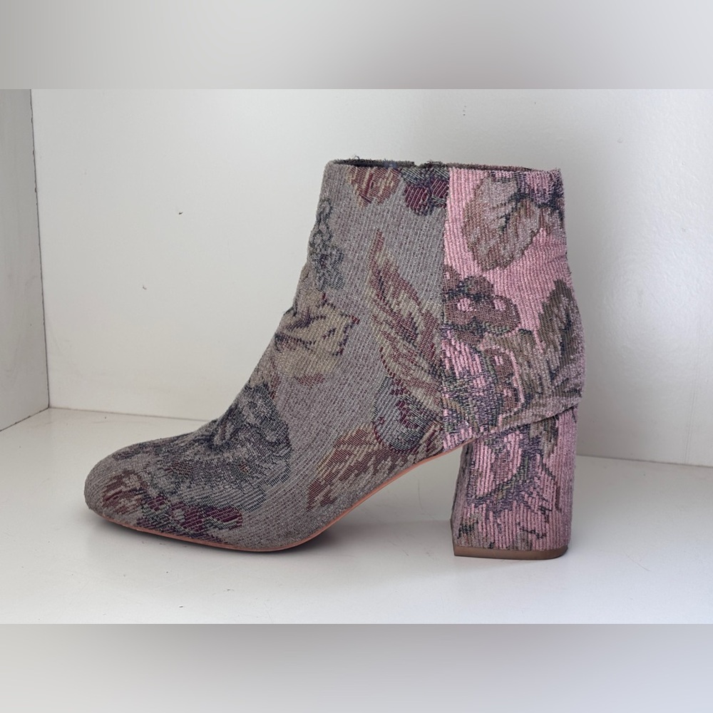 Anthropologie Floral Damask Patterned Ankle Boots 7.5